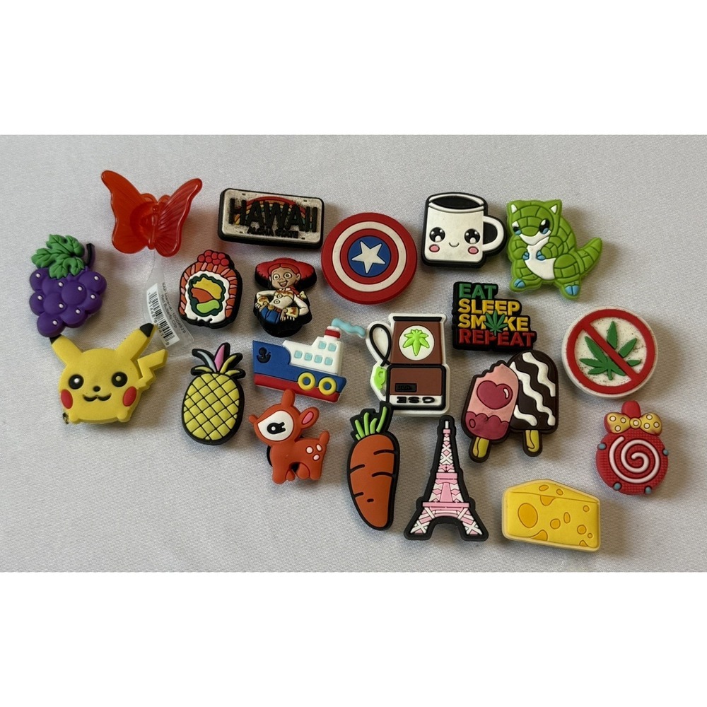 20 Crocs Jibbitz Charms Mixed Lot Pokemon Disney Marvel Hawaii Cute PVC